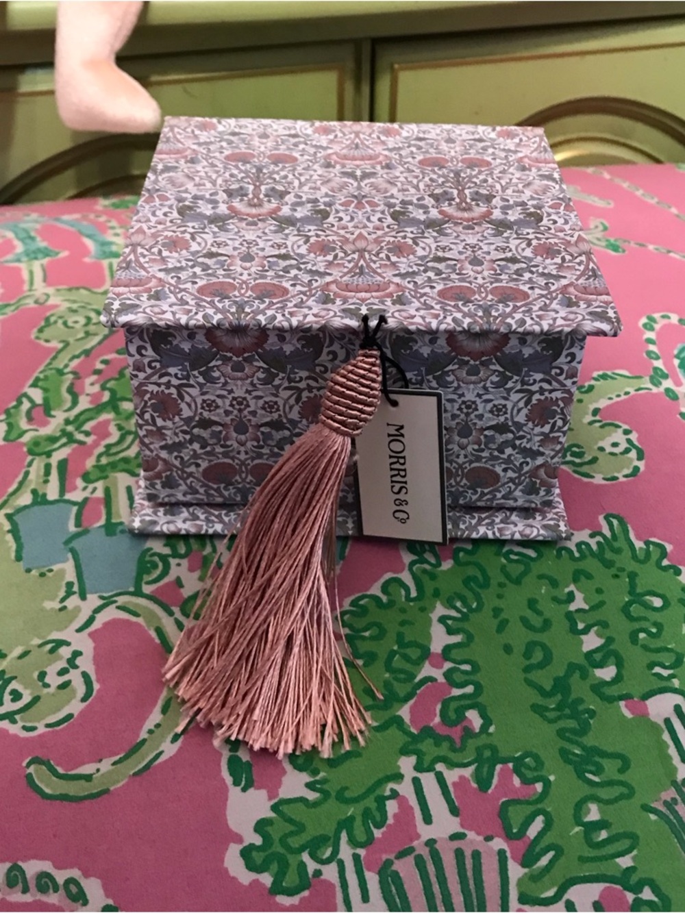 Morris & Co. Pink Floral Decorative Gift Box with Tassel